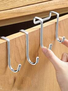 6pcs/4pcs/2pcs 304 Stainless Steel Double S-Shaped Hanging Hook Rack, Heavy Duty Metal No-Drill Cabinet Hanger Storage Rack, Stainless Steel Cabinet Hooks, Minimalist No-Drill Cabinet Door/Drawer Hooks, Suitable For Home Bathroom Bathroom Accessories Bathroom Tools - Multicolor - View 1