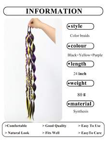 24 Inch Long Braided Ponytail Wig With Headband, Heat-Resistant Synthetic Fiber, Multiple Colors Available, Natural And Soft, Suitable For Women - Multicolor - View 5