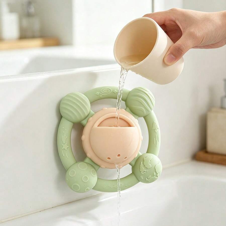 1pc Baby Silicone Bath Water Toy, Suction Cup Rotating Table Toy, Baby Bath Toy, Christmas Halloween Thanksgiving Gift