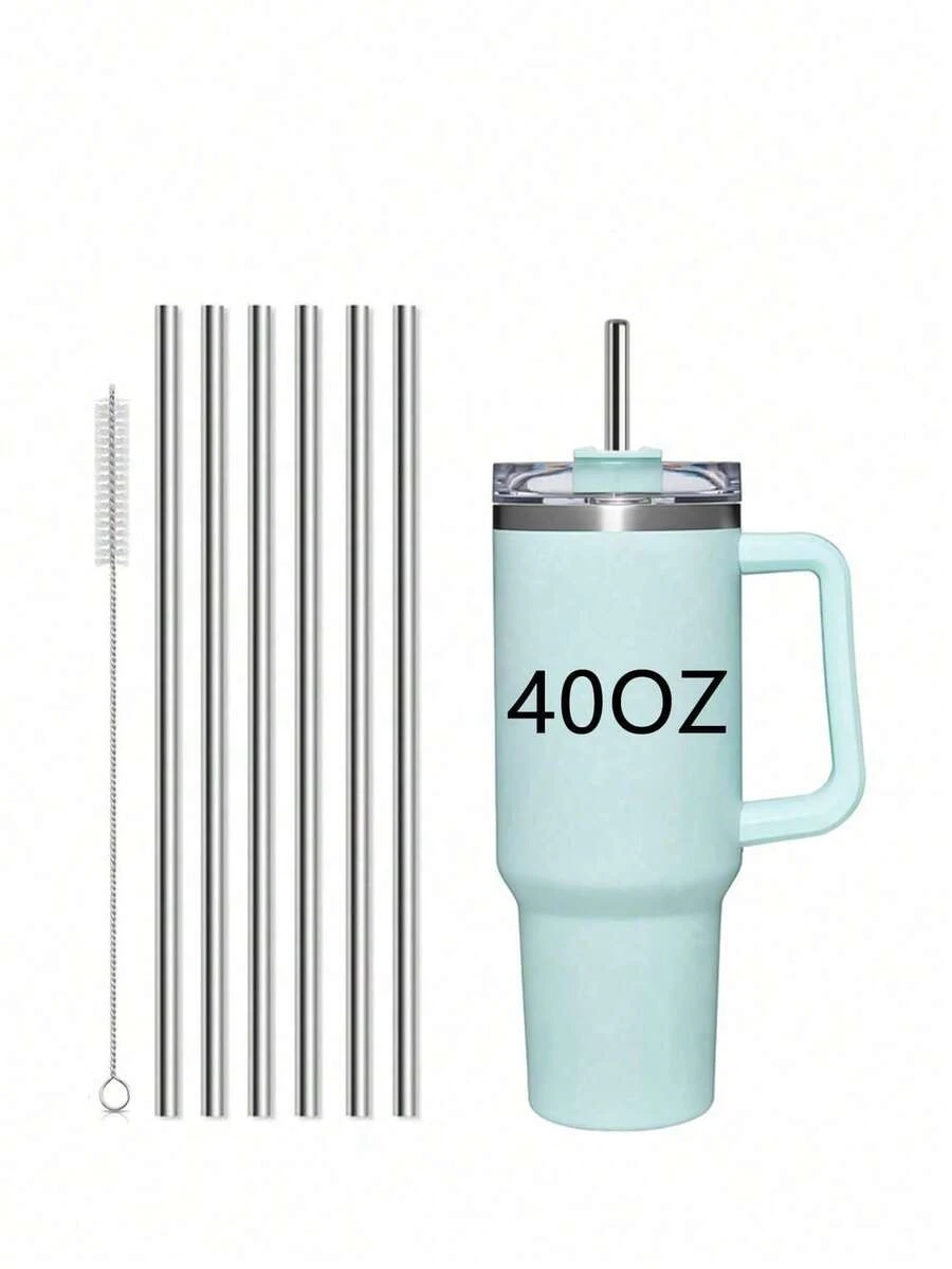 16/7/5/3/1 Stück 304 Edelstahl Metallstrohhalm Set mit Reinigungsbürste, geeignet für 40oz Glasbecher Bubble Tea Metallstrohhalm, perfekt für kalte Getränke und Säfte, Sommer Küchengebrauch, langer Wasserflaschenstrohhalm, Halloween/Halloween/Weihnachtsgeschenk