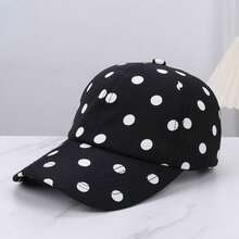2026 Spring/Summer New Polka Dot Baseball Cap For Women, Large Head Circumference, Face Slimming, Versatile Fashionable Duckbill Cap - Black - View 1