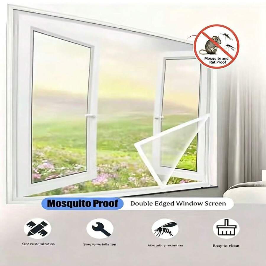 Malla mosquitera blanca de verano para ventana, kit de malla mosquitera autoadhesiva de fácil instalación DIY – Pantalla de ventana a prueba de insectos para el hogar, malla mosquitera para ventana, otro material [Pantalla de ventana blanca autoadhesiva], instalación rápida, a prueba de insectos