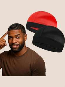 2pcs Men's Premium Wave Caps, Suitable For 360, 540, 720 Wave Hairstyles, Good Compression Caps, Can Be Worn Over Durag - A - View 12