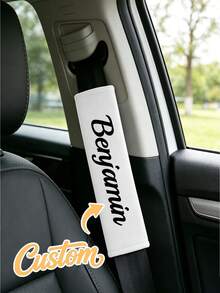 1pc Personalized Embroidered Car Seat Belt Cover, Customized Name Car Seat Belt Sleeve, Embroidered Shoulder Strap Car Interior Decor, Suitable For Decorating Your Beloved Car, Street Casual Fashion, Autumn Decoration, Personalized Gift, Birthday Gift - Multicolor - View 2