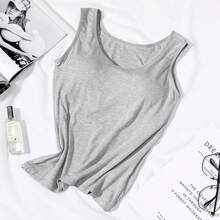 Women's Vest Tops With Built-In Padded Bra, Fitted Tank Tops, Sexy Shirts, Casual Underwear For Women, Slimming Lingerie Top - 淺灰色 - 查看 1