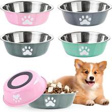 1pc Stainless Steel Pet Bowl, Dog Food Bowl, Cat Bowl, Anti-Slip Water Bowl, Pet Anti-Slip Anti-Fall Drinking Bowl, Suitable For Medium Dogs, Small Dogs And Kittens, Portable And Practical, Great Gift For Pets - Multicolor - View 7