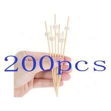 200/100/50/20 pièces/paquet Brochettes en perle blanche pour barbecue, fruits, gâteau, hamburger, service de traiteur, dessert, glace, haute esthétique - Blanc - Voir 11