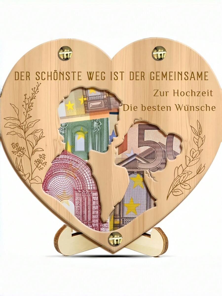 Wedding Gift Box With Elegant Decoration, Heart-Shaped Red Envelope, Anniversary Gift Red Envelope, Commemorative Gift, Suitable For Newlyweds, Bride, Groom, Party, Celebration - Gift Money Clip - View 1
