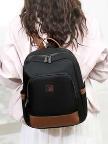 Multi‑Wear Casual Backpack Detachable Shoulder Strap Anti‑Theft Zipper Work Bag - Black - View 2