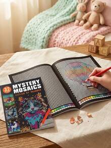 32入 MYSTERY MOSAICS 數字填色繪本－趣味像素藝術著色書，療癒可愛生物，放鬆舒壓創意休閒活動，完美早教禮物，適合生日／節日送禮 - 黑色 - 查看 2