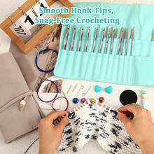Circular Knitting Needle Set, Gold-Plated Interchangeable Knitting Needles + Extension Cables And Accessories, With Storage Bag, For DIY Knitting Crafts, Suitable For DIY Sewing Knitting Scarves, Hats And Other DIY Projects - Crochet Set - View 5