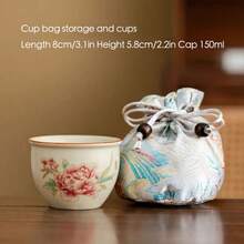 Traditional Ru Kiln Ceramic Tea Cup, Ice Crackle Glaze, Health-Preserving Kung Fu Tea Cup, Single Cup, Handmade, Chinese Tea Set, Home And Office Decor - Multicolor - View 9