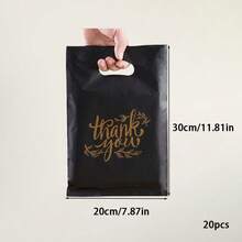 100个/50个/20个可重复使用的黑色塑料购物袋 - 非常适合答谢礼物、圣诞节、派对、商店和精品店 - 20pcs - 查看 14