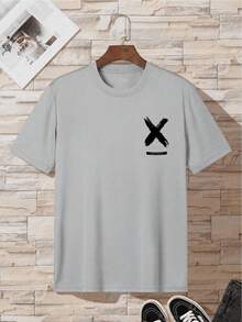 Men's T-Shirt With Slogan Print - Black - View 2