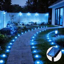loyyz Luces Solares para Caminos, 40LED/30LED/20LED/10LED Luz Exterior Hacia Arriba Luz Lateral, Encendido/Apagado Automático, Luces Solares de Suelo Luces de Pasillo Ideales Para Patios, Céspedes, Pasillos, Patios Interiores - Azul - Ver 6
