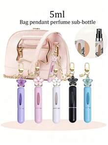 2/1pcs Summer Floral Pendant Perfume Spray Bottle - Refillable Perfume Sprayer With Keychain - Mini Portable Refillable Perfume Or Moisturizing Essence Bottle - Ideal Birthday Or Holiday Gift For Women - Travel Friendly (5ml) - Multicolor - View 3