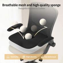 Ergonomic Mesh Office Chair With Flip Armrests And Lumbar Support - Black - View 6