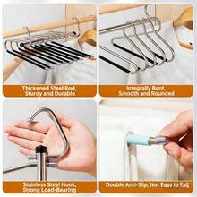 6-stöckiger Magic Hanger Hosenständer - Mit rutschfesten Stangen, verstärktem verdicktem Mehrschicht-Design; Wohnheim-Essential und platzsparender Kleiderschrank-Organizer, mit verstellbaren horizontalen Stangen - Geeignet für Zuhause, Büro oder Hotelnutzung - Verschiedenfarbig - Übersicht 9