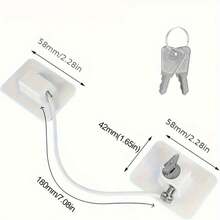 Window Safety Lock, Window Stopper, Self-Adhesive, Drill-Free Window Lock, ChiSafety Cable Lock With Key - Multicolor - View 7