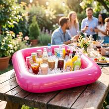 1pc New Large Capacity Inflatable Rectangular Ice Bucket, Party Inflatable PVC Outdoor Leisure Beverage Ice Bin, Holiday Atmosphere Decoration Gift - Multicolor - View 9