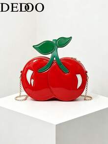 Dedoo Women's Elegant Solid Color Canvas Metal Chain Strap Shoulder Bag - Red - View 13