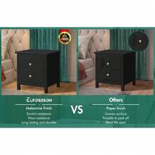 ELFORDSON Bedside Table Hamptons Nightstand Storage Side End 2 Drawers White/Black - Black - View 7