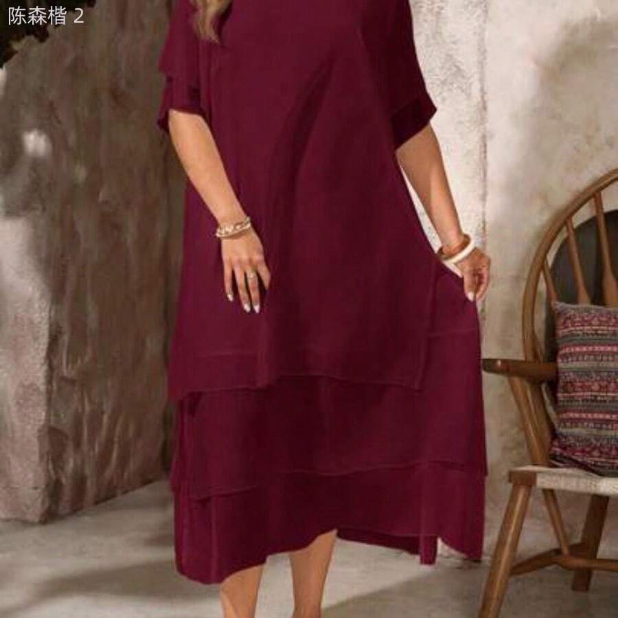 Plus Size Dresses - أحمر بنفسجي - مشاهدة 1