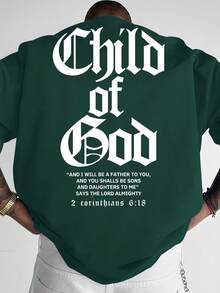 Camiseta de hombre de estilo retro y a, con un diseño de eslogan gótico Hijo de Dios, adecuada para salidas diarias y reuniones sociales, lavable aáquina. - Negro - Ver 4