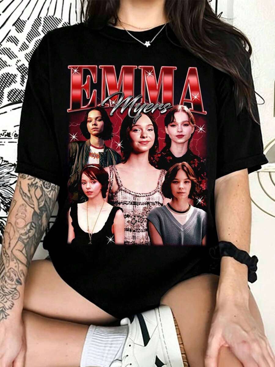 Vintage Emma Myers Bootleg T-Shirt, Retro Aesthetic Graphic T-Shirt Y2K, Fan T-Shirt For Women And Men, Soft Unisex Celebrity Top, Emma Myers Gift - Black - View 1