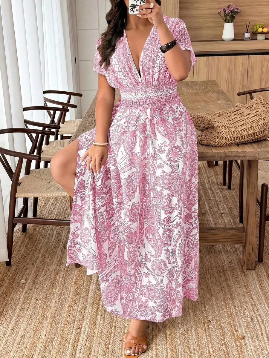 Weeklong Vestido casual de verano sin mangas con cintura ceñida y estampado de unicolor para vacaciones, talla grande - Multicolor 3 - Ver 1