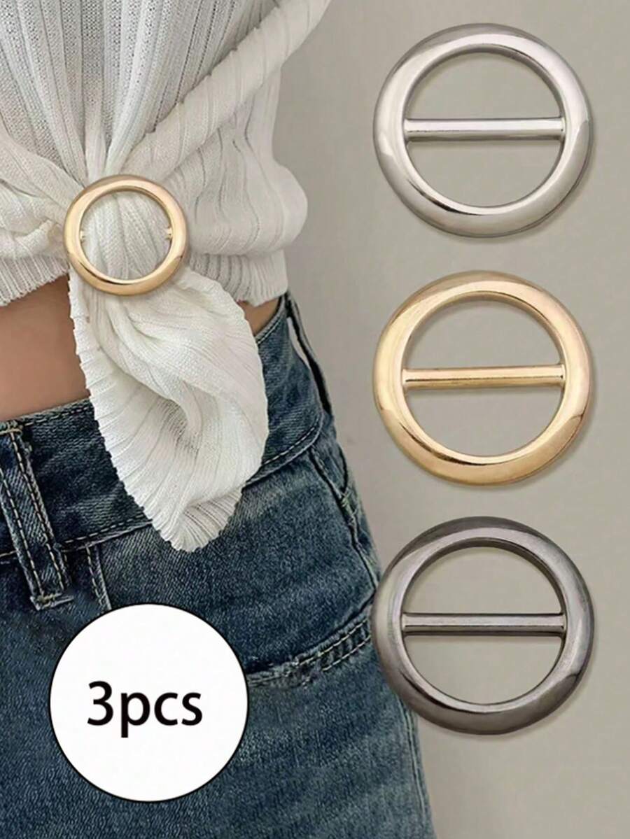 Bộ 3 cái/1 cái kẹp phụ kiện khăn quàng cổ bằng kim loại đa năng - Phụ kiện thời trang thanh lịch, kẹp tạo kiểu đa năng, dùng để cố định tay áo ngắn hoặc áo sơ mi váy, phù hợp cho khăn quàng, áo thun và thắt lưng, hoàn hảo cho mọi dịp - Nhiều màu - Xem 1