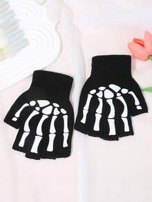 Creative Halloween Skull Fingerless Gloves, Cross-Border Ghost Claw Half- Adult Gloves, Typing Adhesive Hand Grips. - Black - View 2