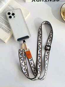 1pc Fabric Embroidered Phone Lanyard Crossbody Strap With Adjustable Shoulder Strap, Phone Case Hanging Chain, Halter, Charging Port Buckle Fixed Patch, Anti-Lost Anti-Theft For Women - Multicolor - View 8