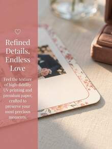 1Pc Custom Love Story Timeline Card, Personalized Couple Photo & Text Card, Floral Design, Paper Material; Ideal For Anniversary, Valentine's Day, Engagement & Wedding Keepsakes, Custom Memory Card - Multicolor - View 3