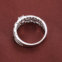 1 pieza Anillo de mujer con diseño de doble círculo estilo cadena, incrustado con circonita cúbica, exquisito - Multicolor - Ver 6