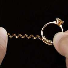 Protector de Medida de Tamaño de Anillo de Silicona - Sujetador Espiral Flexible y Oculto para Anillos Sueltos, Sin Necesidad de Energía para Ajustadores de Accesorios de Anillo. - Dorado - Ver 1