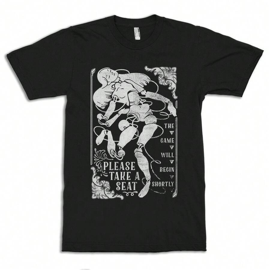 Unisex T-shirt i ren bomull, Death Parade Broken Doll T-shirt, storlekar för män och kvinnor, sommar-T-shirt, sommaroutfit för män, sommar-T-shirt, sommaroutfit för män. - Svart - Visa 1