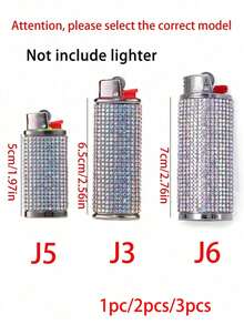 1pc /2pcs/3pcs Fashionable And Cute Lighter Box For BIC Full Size Lighter J3/J5/J6, A Favorite Little Gift For Girls, Christmas Gift.,Portable Men's Metal Full Diamond Movement Case Shell Lighter Shell,Multiple Sizes Available - Multicolor - View 7