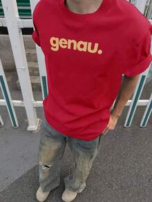Kreatives Buchstabenmuster-T-Shirt mit Rundhalsausschnitt, reine Baumwolle, kurze Ärmel, sommerliche Trendmode, lässiger Alltagsstil. - Weiß - Übersicht 8