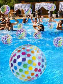 2pcs/1pc Colorful Polka Dot Beach Ball (Approx. 30cm), Suitable For Summer Water Games And Birthday Parties, Inflatable Beach Ball, Hawaiian Tropical Theme Party Decoration And Gift - Multicolor - View 2