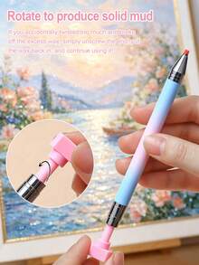 1 Set Luxury Diamond Painting Pen Kit, Includes Self-Adhesive Beads And Synthetic Gemstone Pickup Tool, For Nail Art Painting, 1pc Diamond Art Accessory, Includes 5pcs Replaceable Wax Sticks - Sets - View 3