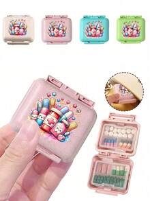 Mini 6-Compartment Portable Pill Box, Medicine Storage Box, Travel Pill Box, Printed With "My Pill Box" And Pill Pattern, 6-Compartment Small Pill Box, Sealed Pill Packaging Storage Box, 6-Day Weekly Pill Storage Box, Travel Essential Pill Box, Daily Vitamin Pill Box, Pocket Pill Box Storage Box, Exquisite Storage Box, Home Essential, Travel Essential - MultiWarna - View 2