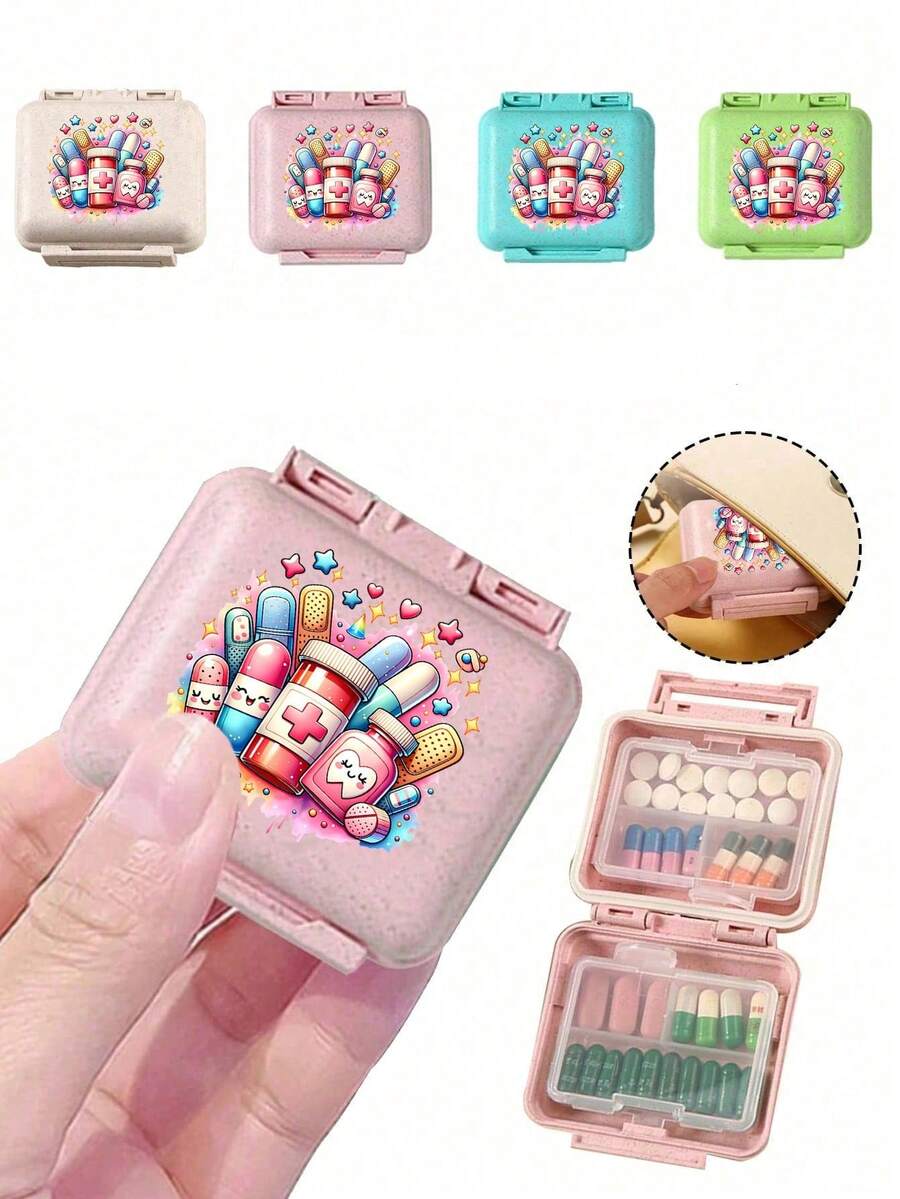 Mini 6-Compartment Portable Pill Box, Medicine Storage Box, Travel Pill Box, Printed With "My Pill Box" And Pill Pattern, 6-Compartment Small Pill Box, Sealed Pill Packaging Storage Box, 6-Day Weekly Pill Storage Box, Travel Essential Pill Box, Daily Vitamin Pill Box, Pocket Pill Box Storage Box, Exquisite Storage Box, Home Essential, Travel Essential