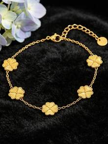 2/1pc Classy Artistic Stainless Steel Bracelet Stainless Steel Bangle, Elegant Set For Daily Wear, Dating, Parties, Lovely Gift For Family - Gold - View 7