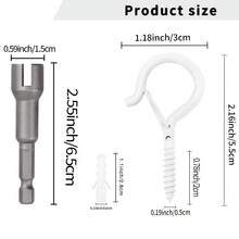 YITAPE 戶外防風螺絲掛鉤組 - 10入附安全扣，可用於懸掛聖誕燈飾與盆栽植物，易安裝金屬天花板掛鉤，浴室裝飾鑰匙架牆面房間裝飾掛鉤 - A - 查看 3