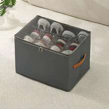 1pc Foldable Fabric Shoe Box With Dust Cover, Large Capacity, Plain Design, Hand Washable, For Bedroom Closet Organization - Multicolor - View 13