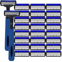 Juego de afeitadora manual portátil de 6 hojas para hombres, cabezales de cuchilla reemplazables de liberación rápida, mango antideslizante, afeitadora de viaje para uso diario en viajes de negocios - Multicolor - Ver 12