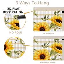 1pc, Home Decor, Sunflower Pattern Printed Table Skirt, Kitchen Small Curtain, Kitchen Cabinet Cover Curtain, With Curtain Holes, Easy To Hang, Rectangular, Machine Woven, Machine Washable, Kitchen Decoration And Accessories, Perfect For Kitchen Cabinets And Home Decor - Multicolor - View 8