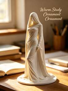 1pc - 3D Mysterious Mask Sculpture - Made From PLA Material 3D Printed. This Sculpture Is Perfect For Placing On Desks, Wine Cabinets, Dining Tables And Entryways, Making It An Ideal Home Decor Choice. Halloween Decoration, Eerie Bride Ornament - Mysterious Masked Lady Figurine - View 7