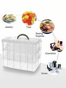 1pc PP Material Baby Hair Accessory Storage Box With Lid And Handle, Transparent Jewelry Box With Compartments, Suitable For Storage And Decoration In Baby Girl's Room - Multicolor - View 5